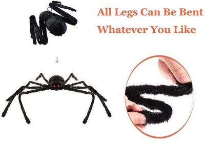 3ft Large Hairy Spider Black Halloween Party Props Medium Scary Spooky Creepy Spiders Fake Monster Yard Indoor Outdoor Decorations