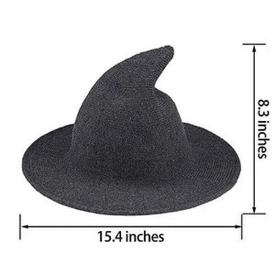 Witch Hat Halloween Hat Halloween Party Costume Wool Knitted Hipster Witch Hat Black Wizard Hat Witches Costume Cosplay Accessory