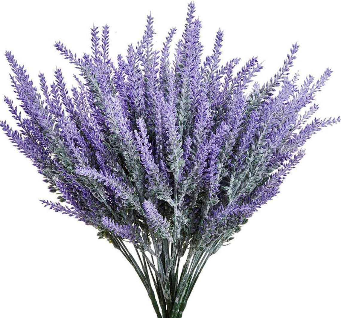 12 Bundles Artificial Lavender Flowers Fake Lavender Bouquet Faux Lavender Bunches Wedding Decor Table Centerpiece Home Garden Patio Decoration