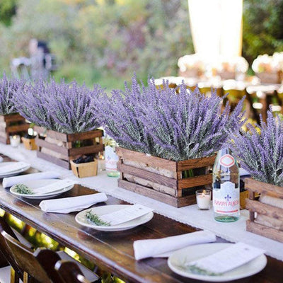 12 Bundles Artificial Lavender Flowers Fake Lavender Bouquet Faux Lavender Bunches Wedding Decor Table Centerpiece Home Garden Patio Decoration