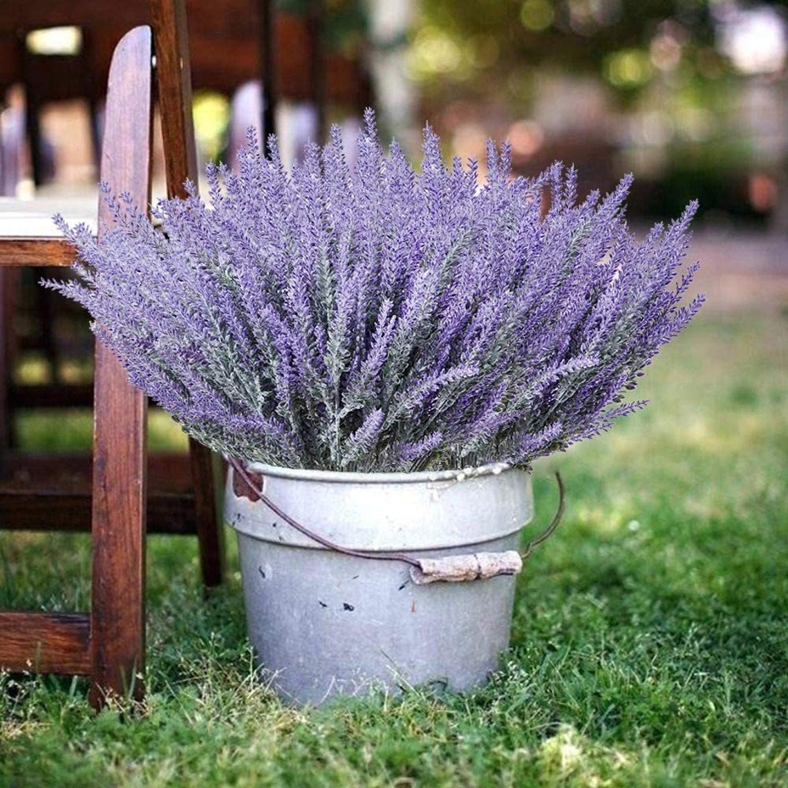 12 Bundles Artificial Lavender Flowers Fake Lavender Bouquet Faux Lavender Bunches Wedding Decor Table Centerpiece Home Garden Patio Decoration