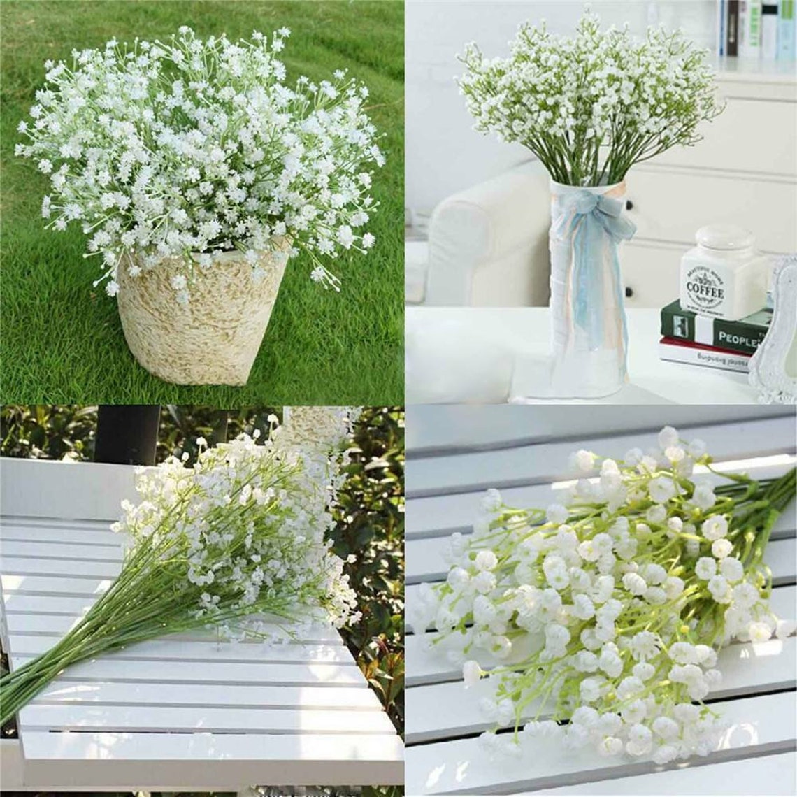 Artificial Baby Breath White Fake Gypsophila Stems Baby's Breath Flowers Party Decoration DIY Wedding Bouquet Home Decor