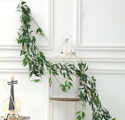 5.7 Feet Artificial Hanging Willow Leaves Vines Twigs Fake Silk Willow Plant Leaves Wedding Party Crowns Wreath Outdoor Wall Garden Decor