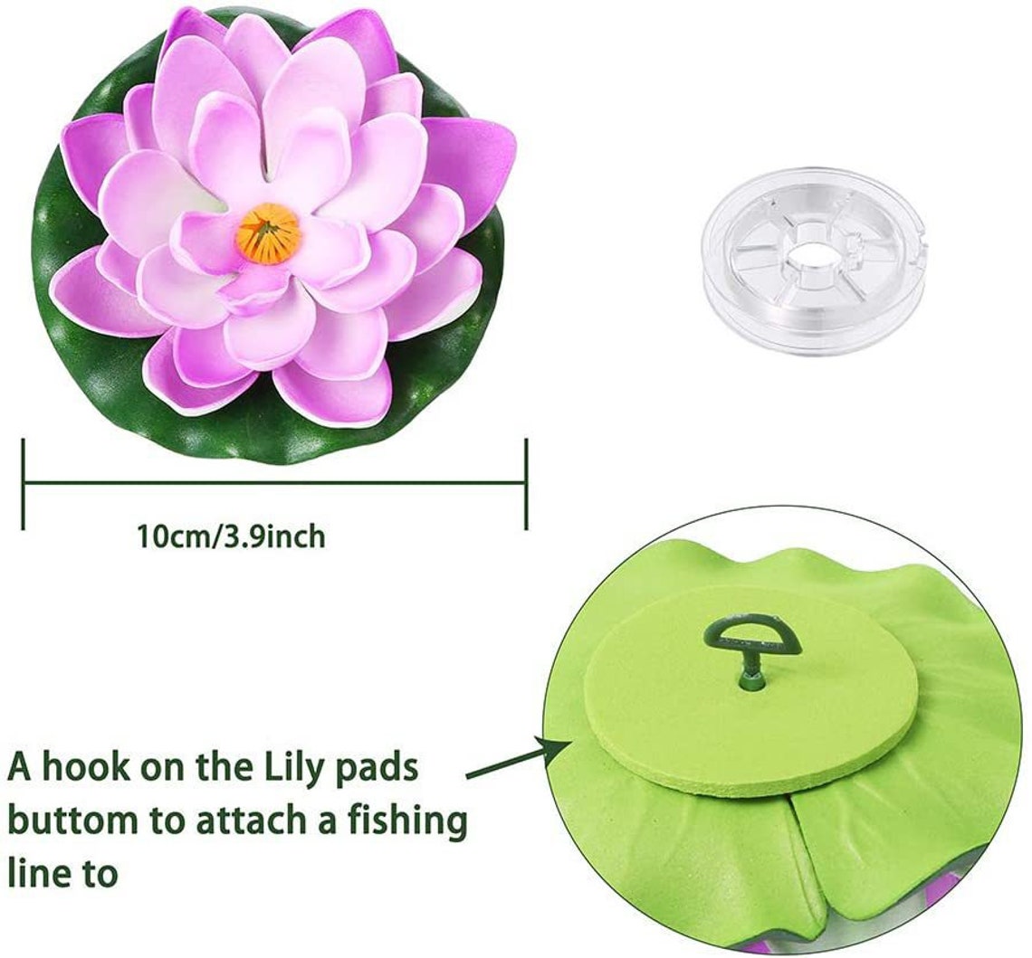 10pcs Lily Pads Realistic Artificial Water Floating Foam Lotus Flowers Water Lily Pads Ornaments Pond Pool Aquarium Water Decoration