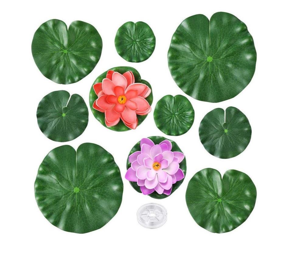 10pcs Lily Pads Realistic Artificial Water Floating Foam Lotus Flowers Water Lily Pads Ornaments Pond Pool Aquarium Water Decoration