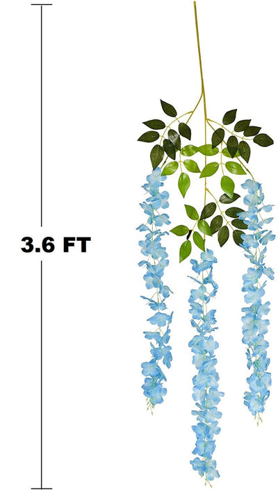 12x 3.6Ft Blue Artificial Wisteria Garland Artificial Flowers Fake Wisteria Vine Silk Flower Wedding Decorations Home Garden Party Decor