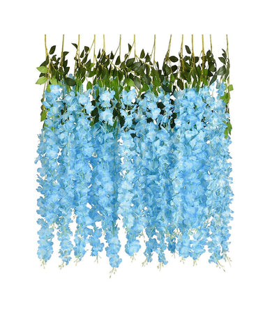 12x 3.6Ft Blue Artificial Wisteria Garland Artificial Flowers Fake Wisteria Vine Silk Flower Wedding Decorations Home Garden Party Decor