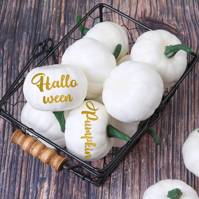 6/12 Pcs White Mini Pumpkins Artificial Small Pumpkin Decor Thanksgiving Autumn Harvest Fall Decorations Farmhouse Table Decor Halloween