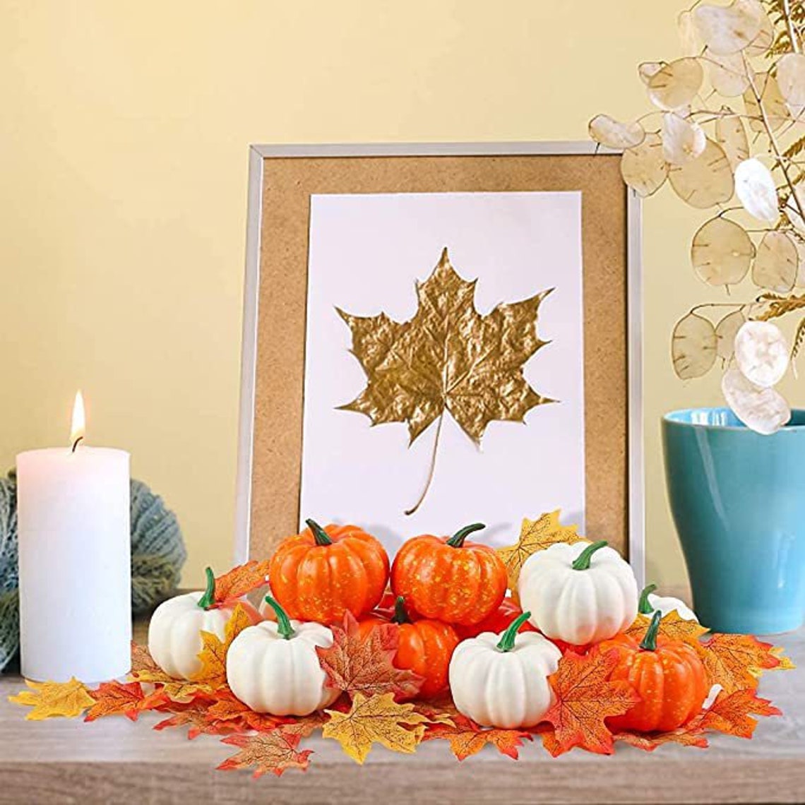 6/12 Pcs White Mini Pumpkins Artificial Small Pumpkin Decor Thanksgiving Autumn Harvest Fall Decorations Farmhouse Table Decor Halloween