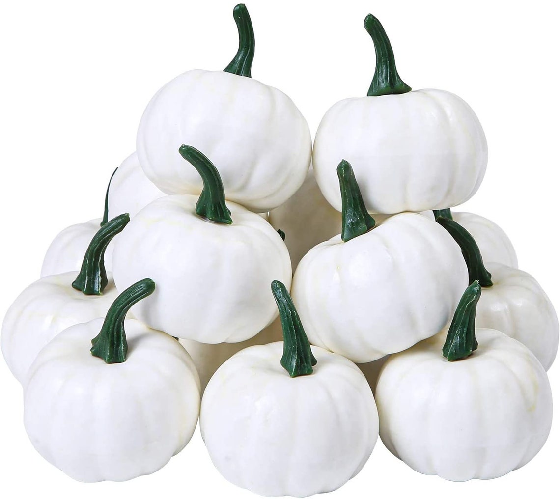 6/12 Pcs White Mini Pumpkins Artificial Small Pumpkin Decor Thanksgiving Autumn Harvest Fall Decorations Farmhouse Table Decor Halloween