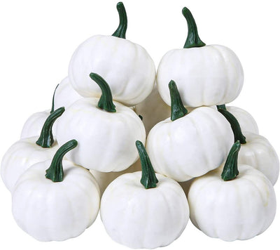 6/12 Pcs White Mini Pumpkins Artificial Small Pumpkin Decor Thanksgiving Autumn Harvest Fall Decorations Farmhouse Table Decor Halloween
