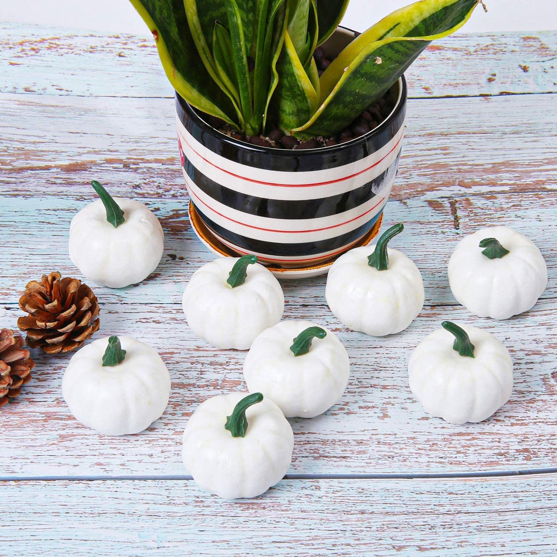 6/12 Pcs White Mini Pumpkins Artificial Small Pumpkin Decor Thanksgiving Autumn Harvest Fall Decorations Farmhouse Table Decor Halloween