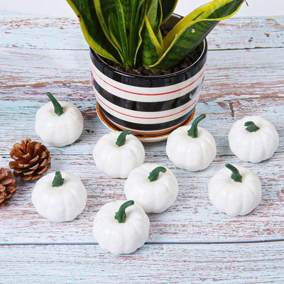 6/12 Pcs White Mini Pumpkins Artificial Small Pumpkin Decor Thanksgiving Autumn Harvest Fall Decorations Farmhouse Table Decor Halloween