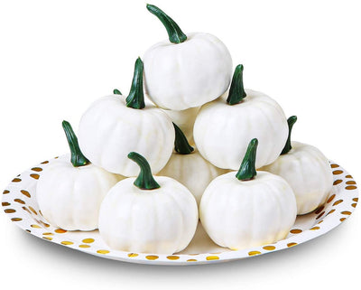 6/12 Pcs White Mini Pumpkins Artificial Small Pumpkin Decor Thanksgiving Autumn Harvest Fall Decorations Farmhouse Table Decor Halloween