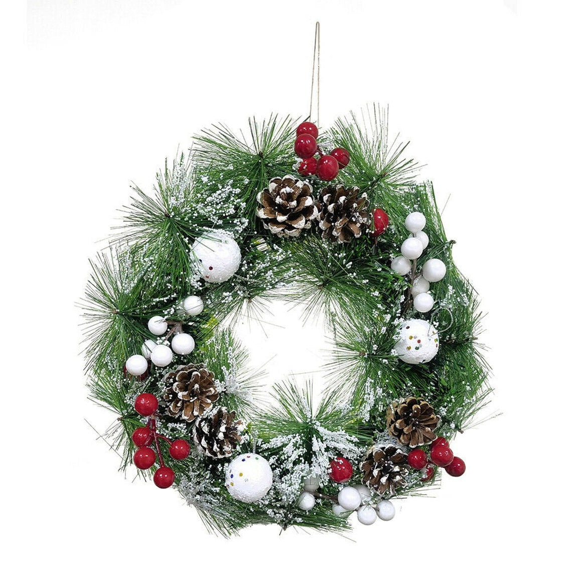 12 Inch Artificial Christmas Wreath Front Door Decor Indoor and Outdoor Holiday Hanging Decoration Wall Hanging Wreath Xmas Home Decor