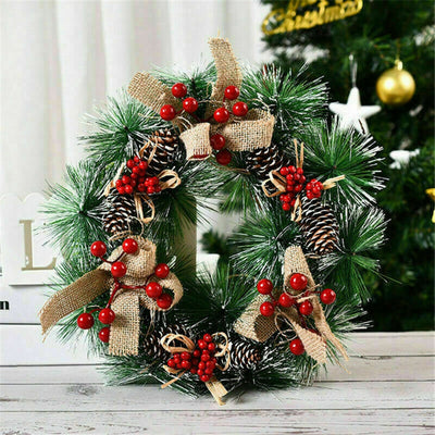 12 Inch Artificial Christmas Wreath Front Door Decor Indoor and Outdoor Holiday Hanging Decoration Wall Hanging Wreath Xmas Home Decor