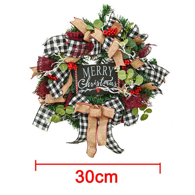 12 Inch Artificial Christmas Wreath Front Door Decor Indoor and Outdoor Holiday Hanging Decoration Wall Hanging Wreath Xmas Home Decor
