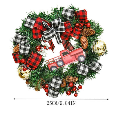 12 Inch Artificial Christmas Wreath Front Door Decor Indoor and Outdoor Holiday Hanging Decoration Wall Hanging Wreath Xmas Home Decor