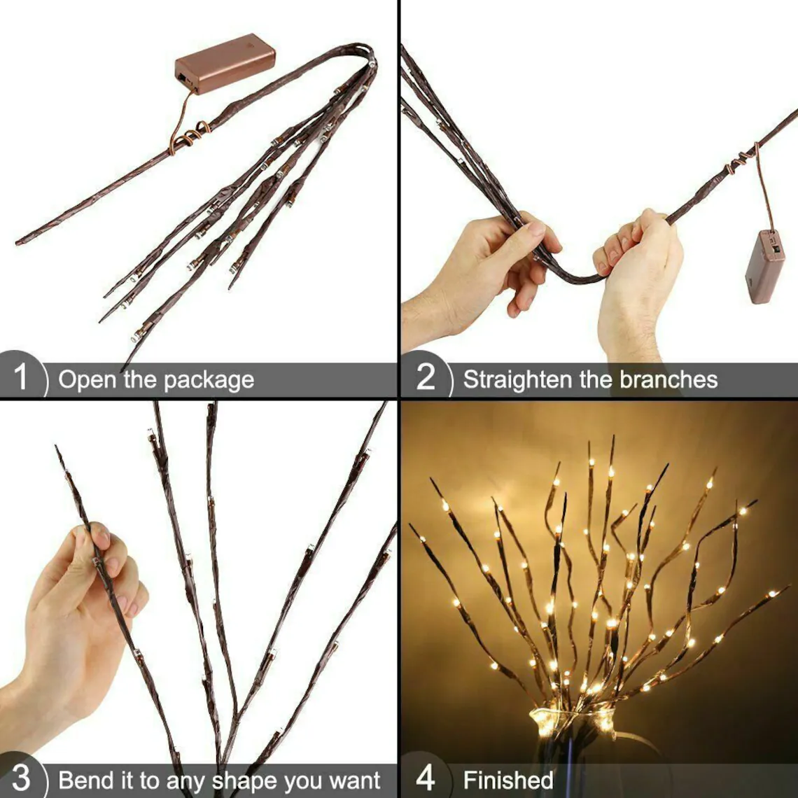 Twig Lights Willow Lights LED Branch Lights Led Branches Vase Filler Willow Tree Decorative Lights Christmas Tree Decoration Home Decor