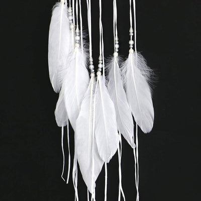 New Moon Dream Catcher White Feather Wall Hanging Dreamcatcher/ Home Decor/ Wedding/ Nursery/ Kids/ Bedroom/ Baby Tent/ Craft Gift