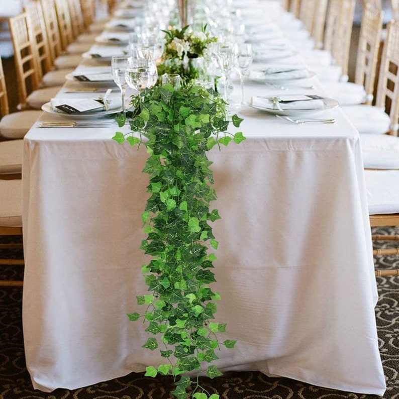 6 pcs /  12 pcs 84 Feet Fake Ivy Leaves Artificial Garlands Hanging Plant Vine Runner Wedding Party Supplies Garden Wall Faux Vines Leaf Decoration