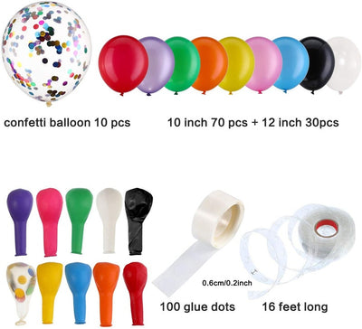 112pcs Rainbow Balloon Garland Kit Multicolor Colorful Balloon Arch Kids Birthday Party Decorations Baby Shower Carnival Circus Fiesta