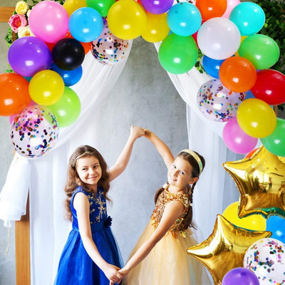 112pcs Rainbow Balloon Garland Kit Multicolor Colorful Balloon Arch Kids Birthday Party Decorations Baby Shower Carnival Circus Fiesta