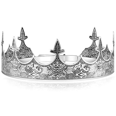 Antique Silver King Crown Men Women Tiaras and Crowns Birthday Party Crown Decorations Prom Party Hats Costume Hair Accessories Royal Crown