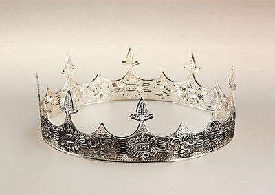 Antique Silver King Crown Men Women Tiaras and Crowns Birthday Party Crown Decorations Prom Party Hats Costume Hair Accessories Royal Crown