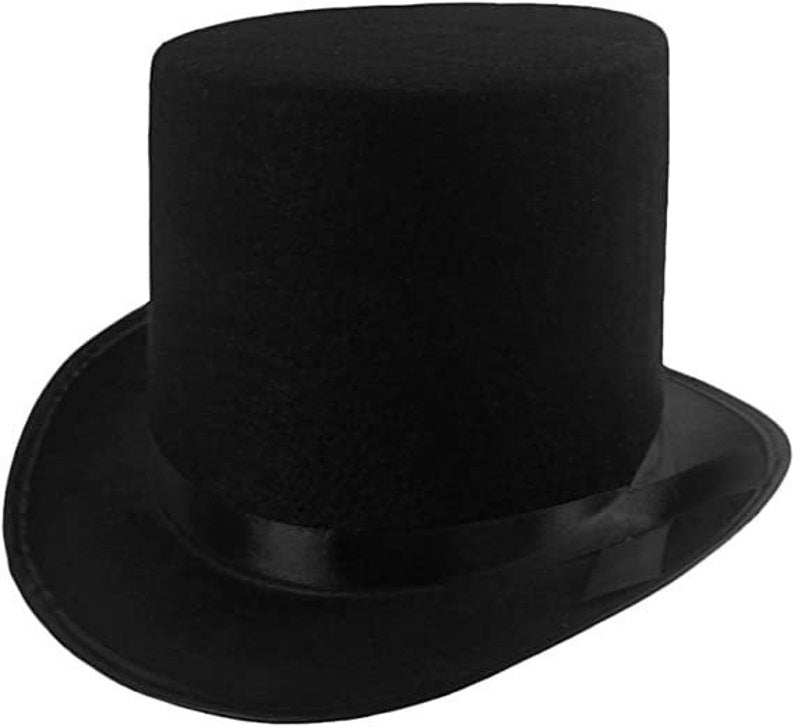 Black Top Hat Felt Costume Hat Funny Party Hats Coachman Hat Dress Up Hats Adults Unisex Man Woman Tall Top Hat