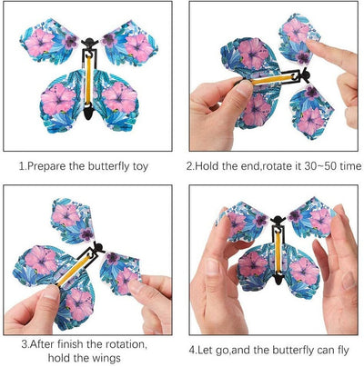 10 pcs Flying Butterfly Magic Fairy Butterfly Toy Wind-up Butterflies Birthday Surprise Party Gift