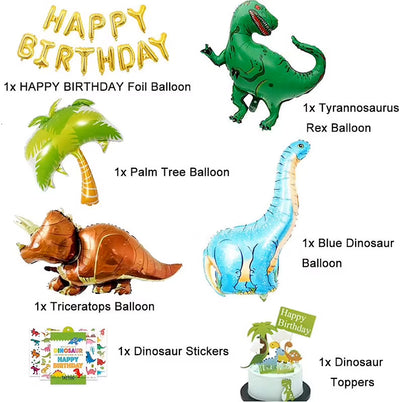 Dinosaur Birthday Party Decorations, Dino Foil Balloons Arch Garland Kit, Happy Birthday Banner for Kids Boys