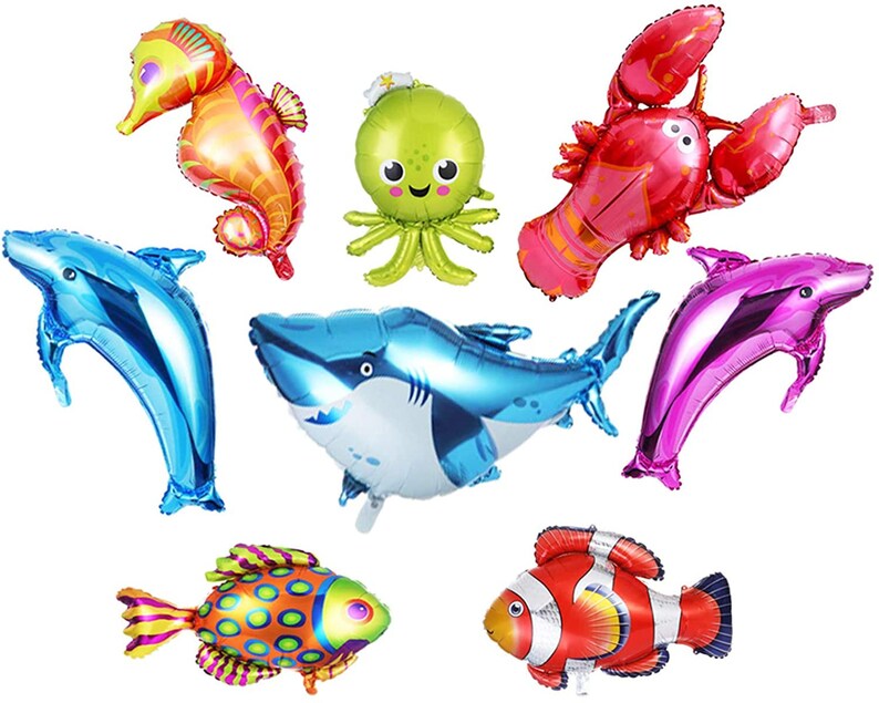 Large Foil Animal Fish Balloons Marine Party Decorations Under The Sea Party Supplies Ocean Theme Mermaid Birthday Decor Fish Mylar Balloon