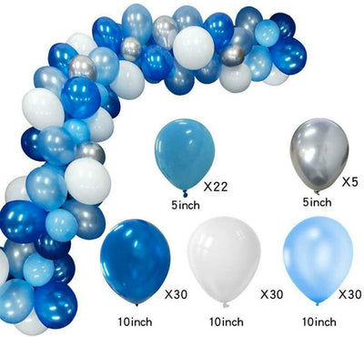 117pcs Blue Balloon Baby Shower Garland Arch Kit Navy Royal Blue Silver Metallic Balloons Baby Boy Party Decorations Decor Christening