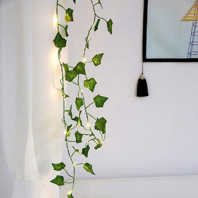 6.5ft 20 LED Ivy String Lights Vine Lights Fairy Lights Garland Wreath Artificial Green Leaf Maple Garland Home Room Bedroom Wall Decoration