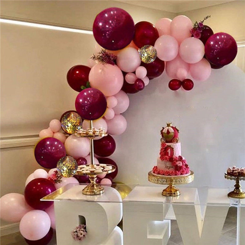 118Pcs Burgundy Pink Balloon Arch Garland Kit Gold Confetti Balloons Baby Shower Wedding Birthday Girl Woman Party Decorations Anniversary