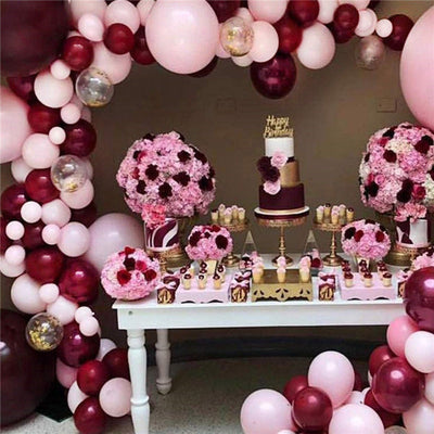 118Pcs Burgundy Pink Balloon Arch Garland Kit Gold Confetti Balloons Baby Shower Wedding Birthday Girl Woman Party Decorations Anniversary