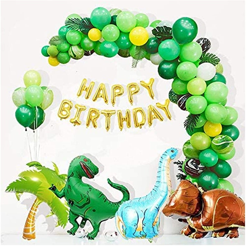 Dinosaur Birthday Party Decorations, Dino Foil Balloons Arch Garland Kit, Happy Birthday Banner for Kids Boys