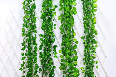 12Pack 84feet Artificial Ivy Greenery Fake Ivy Leaves Garland Hanging Vine Plants Home Party Wall Decor Wedding Decoration Silk Green Vines