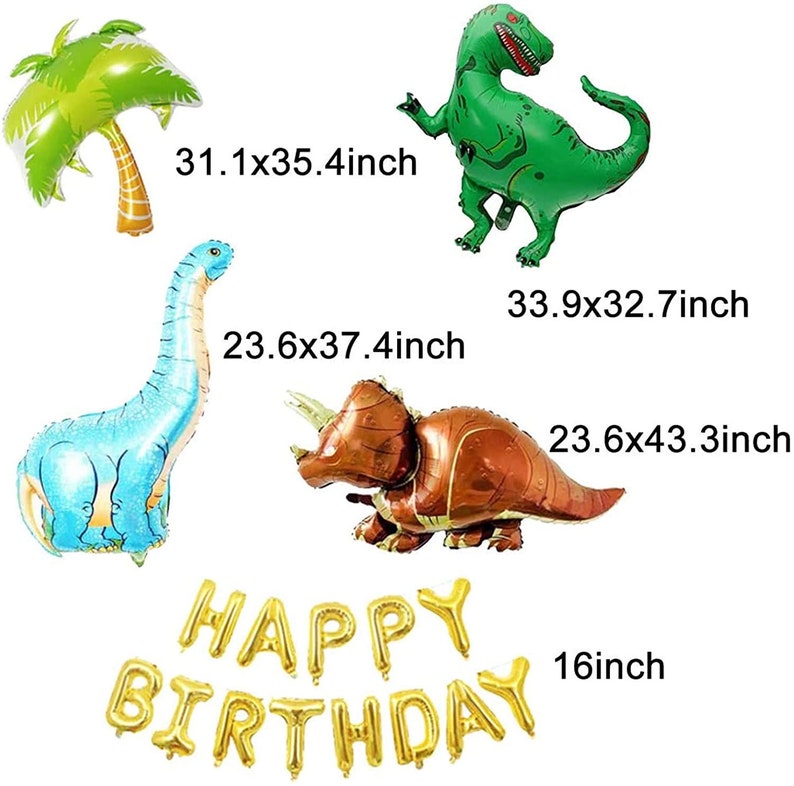 Dinosaur Birthday Party Decorations, Dino Foil Balloons Arch Garland Kit, Happy Birthday Banner for Kids Boys