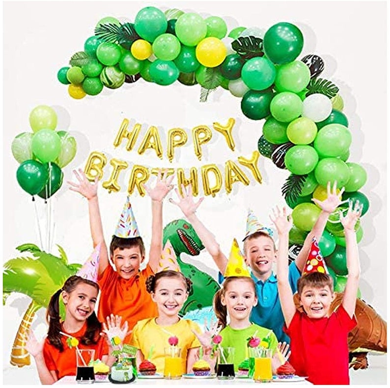 Dinosaur Birthday Party Decorations, Dino Foil Balloons Arch Garland Kit, Happy Birthday Banner for Kids Boys