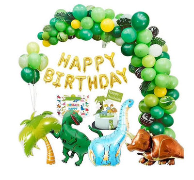 Dinosaur Birthday Party Decorations, Dino Foil Balloons Arch Garland Kit, Happy Birthday Banner for Kids Boys