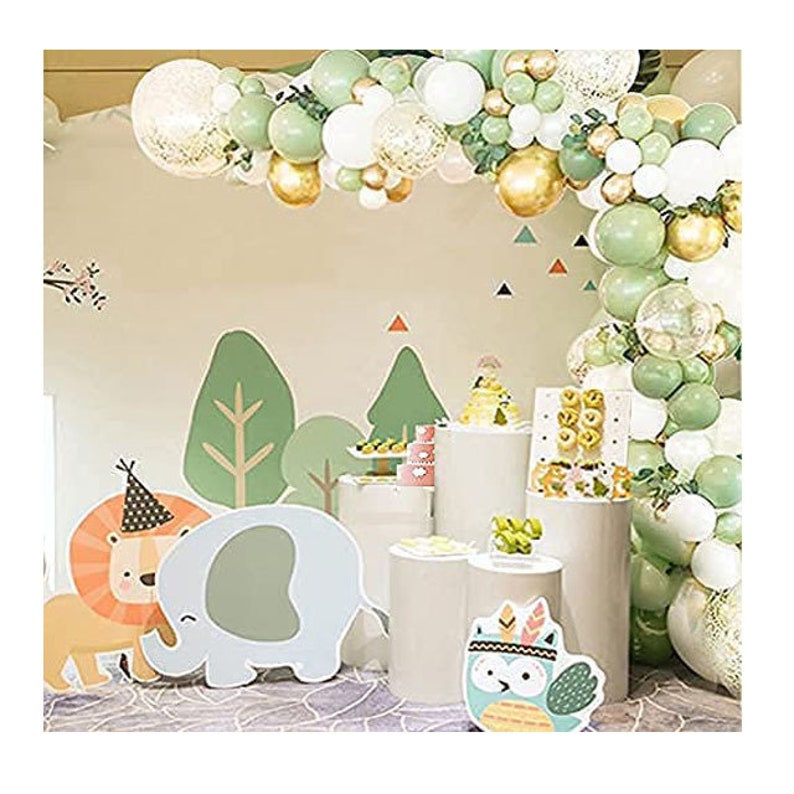 127pcs Olive Green Balloons Arch Garland Kit Retro Green Gold Confetti Balloon Set Sage Green Wedding Birthday Baby Shower Decoration