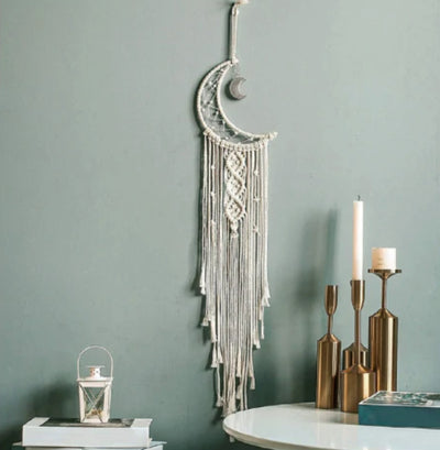 Macrame Moon Dream Catcher Woven Wall Hanging Tapestry Boho Chic Bohemian Handmade Decoration Kids Room Home Wedding