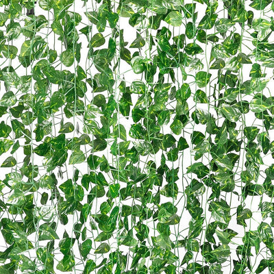 12Pack 84feet Artificial Ivy Greenery Fake Ivy Leaves Garland Hanging Vine Plants Home Party Wall Decor Wedding Decoration Silk Green Vines