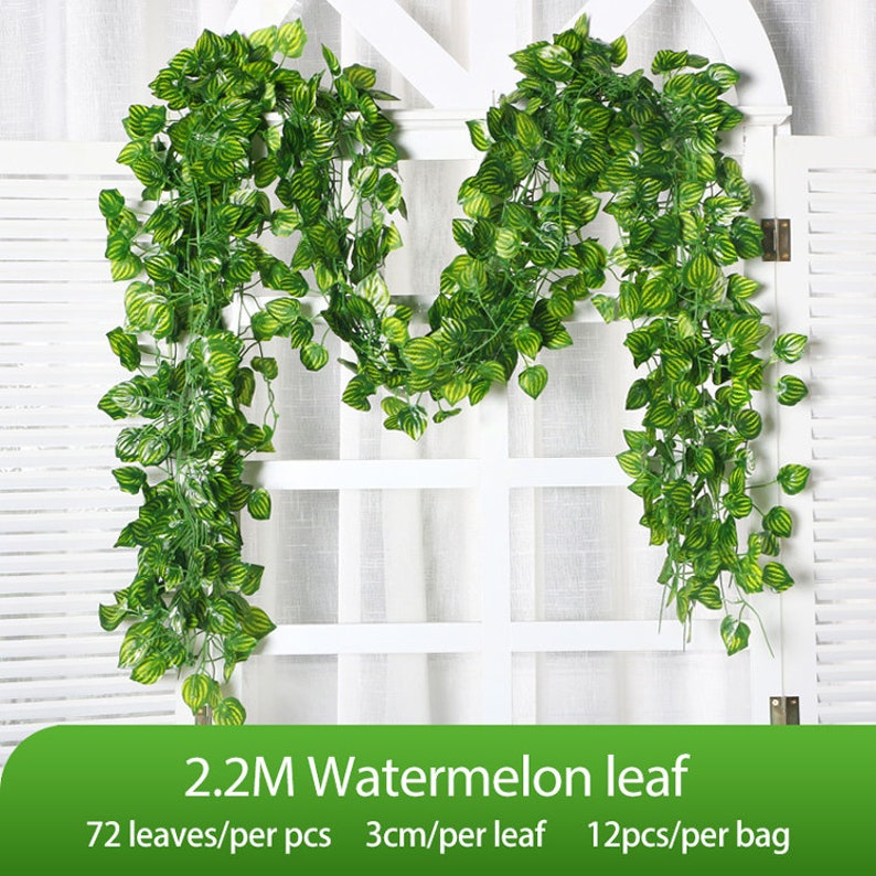 12Pack 84feet Artificial Ivy Greenery Fake Ivy Leaves Garland Hanging Vine Plants Home Party Wall Decor Wedding Decoration Silk Green Vines