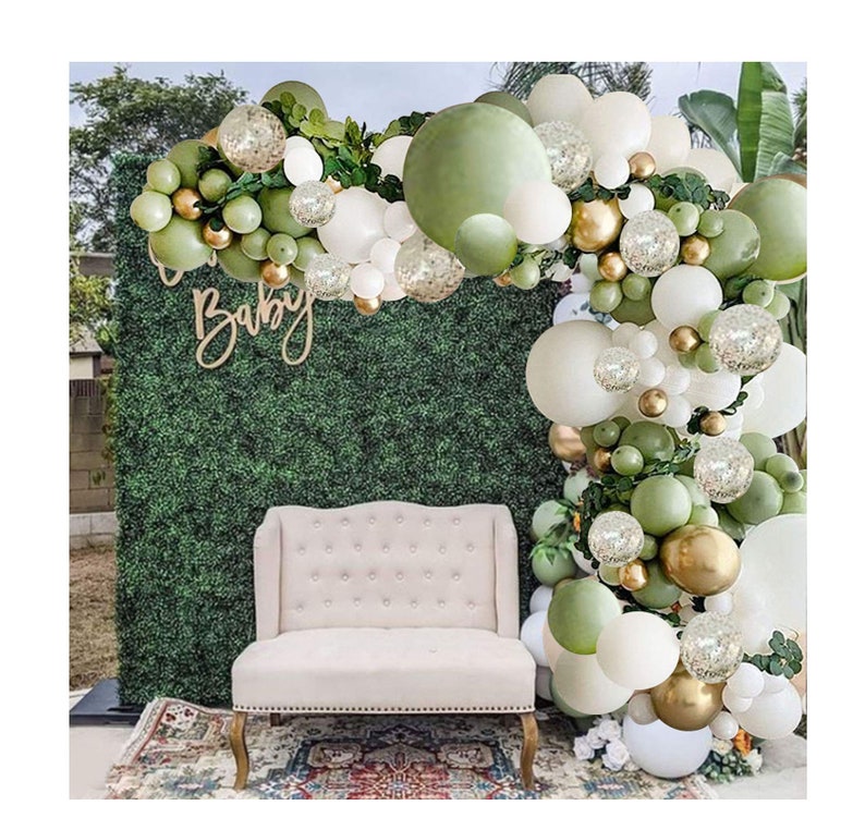 127pcs Olive Green Balloons Arch Garland Kit Retro Green Gold Confetti Balloon Set Sage Green Wedding Birthday Baby Shower Decoration