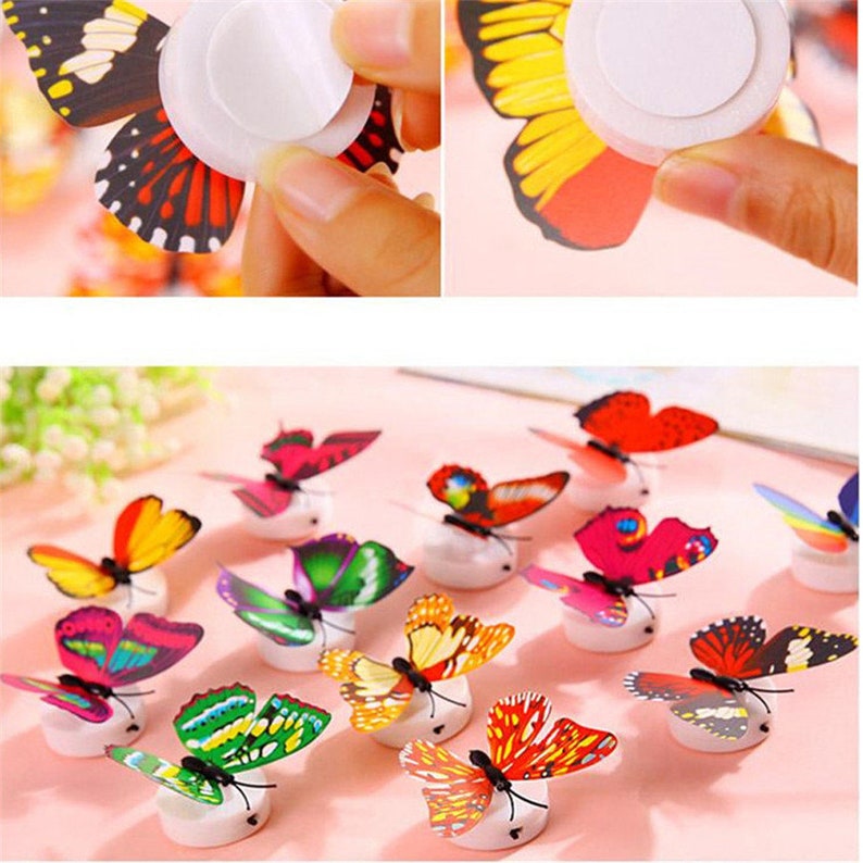 12Pcs 3D LED Butterfly Wall Decals DIY Night Light Removable Mural Stickers Kids Room Nursery Bedroom Decor Home Decoration