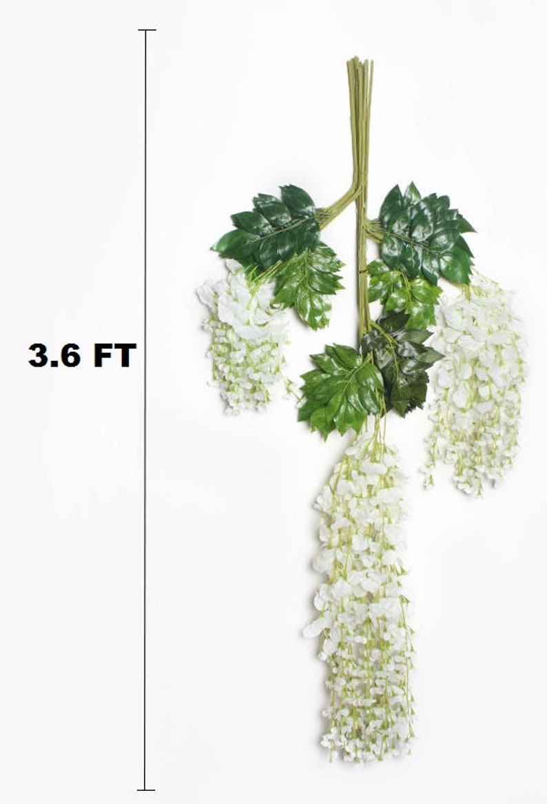 12x 3.6ft Artificial White Wisteria Vine Fake Wisteria Garland Silk Flowers Wedding Arch Decor Home Garden Party Decorations