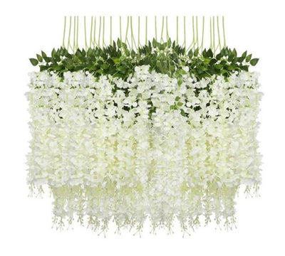 12x 3.6ft Artificial White Wisteria Vine Fake Wisteria Garland Silk Flowers Wedding Arch Decor Home Garden Party Decorations